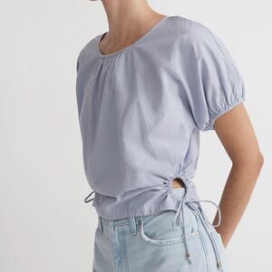 Madewell NWT Embroidered Poplin Puff-Sleeve Cutout Crop Top XXS